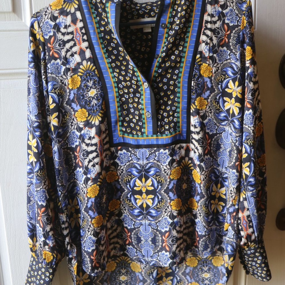 LOFT Half Button Front Long Sleeve Shirt